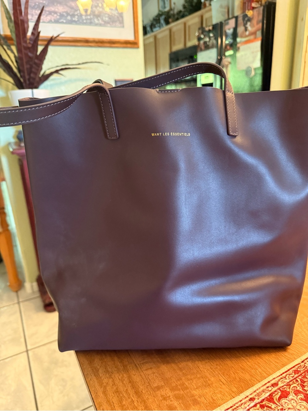 WANT Les Essentiels Chocolate Brown Leather Tote with Gold Logo